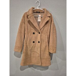 BTFBM Women’s Fuzzy Sherpa Trench Coat – Size Small – New With Tags